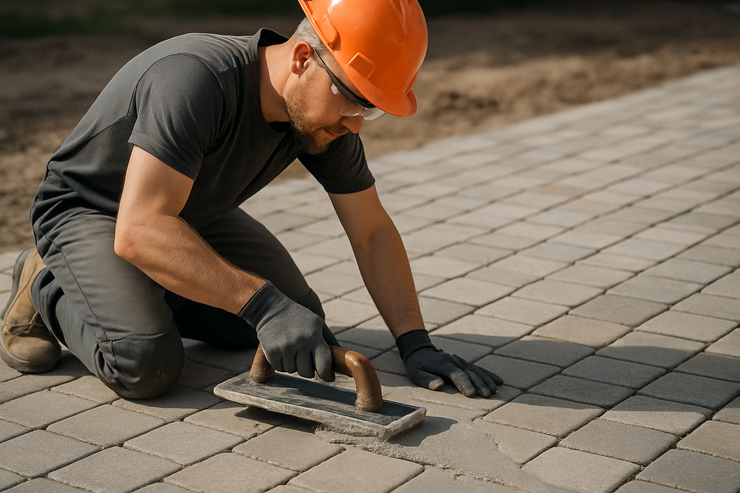 What do you put between paving slabs?