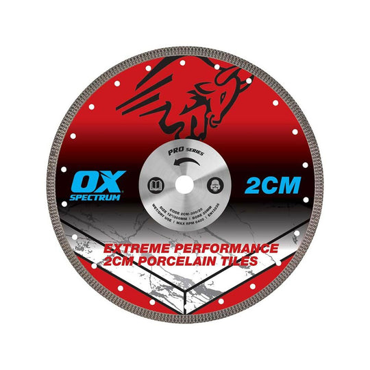 OX PRO 300mm Porcelain 2cm Diamond Cutting Blade 20mm Bore