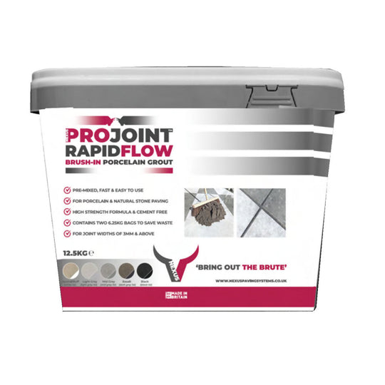 Projoint Rapidflow Basalt Brush In Porcelain Paving Grout 12.5kg Tub